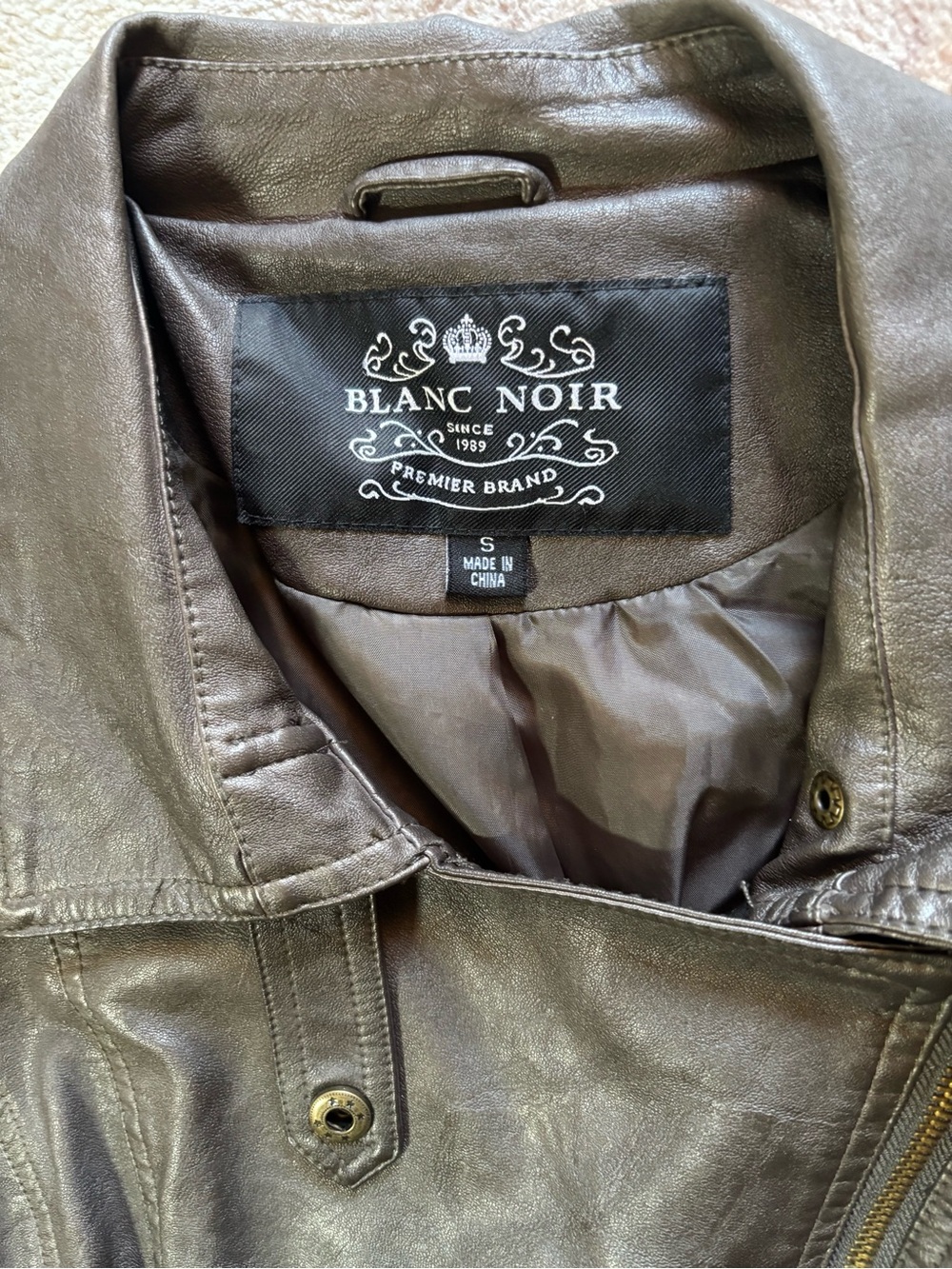 blanc noir Women's Grey Leather  Moto Jacket Sz Small - Picture 13 of 14